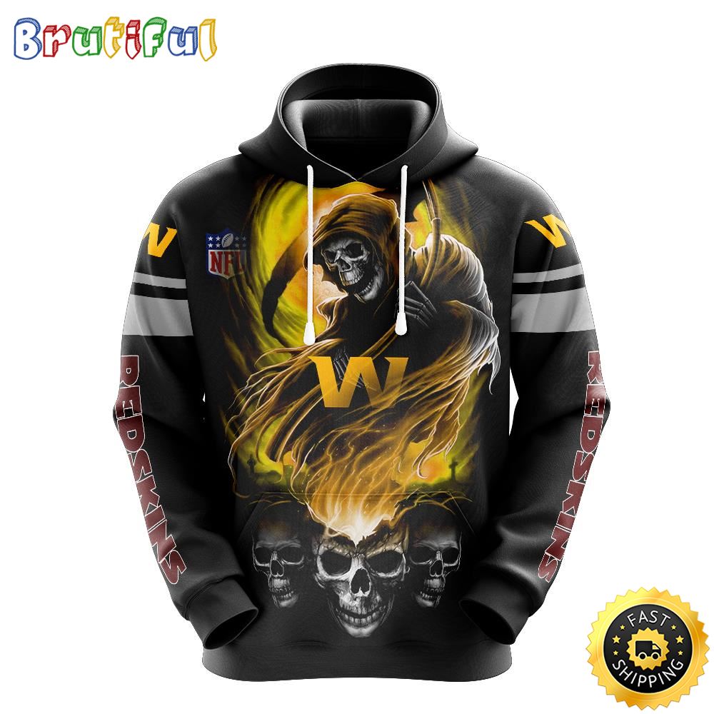 NFL Washington Commanders 3D Hoodie All Over Print Skull Embrace Team Pride
