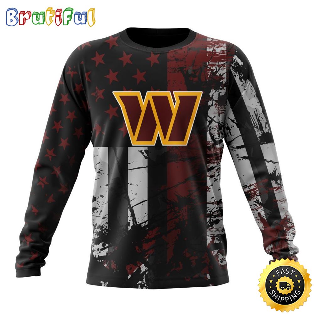 NFL Washington Commanders Crewneck Sweatshirt Classic Grunge American Flag Stylish Warmth For Fans