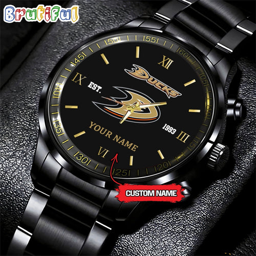 NHL Anaheim Ducks Black Fashion Watch Custom Hockey Game Time