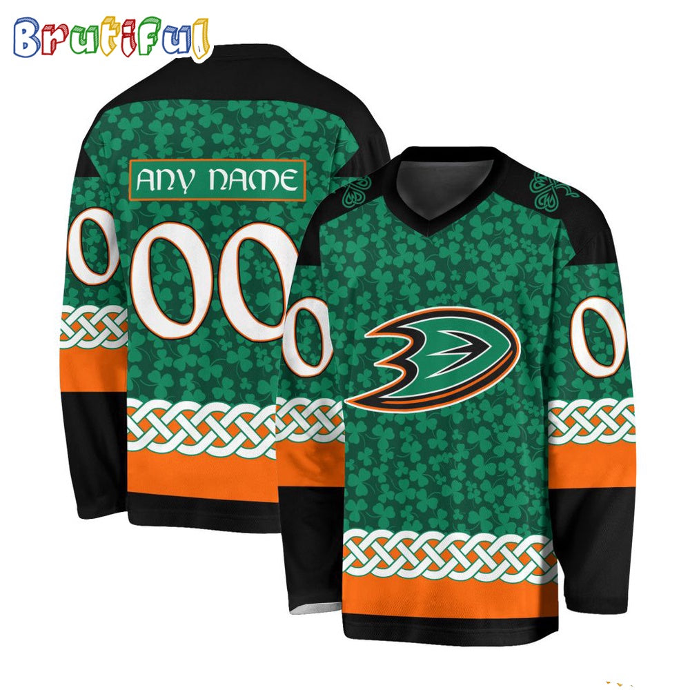 NHL Anaheim Ducks Jersey Special St.Patrick’s Day Design Hockey Jersey