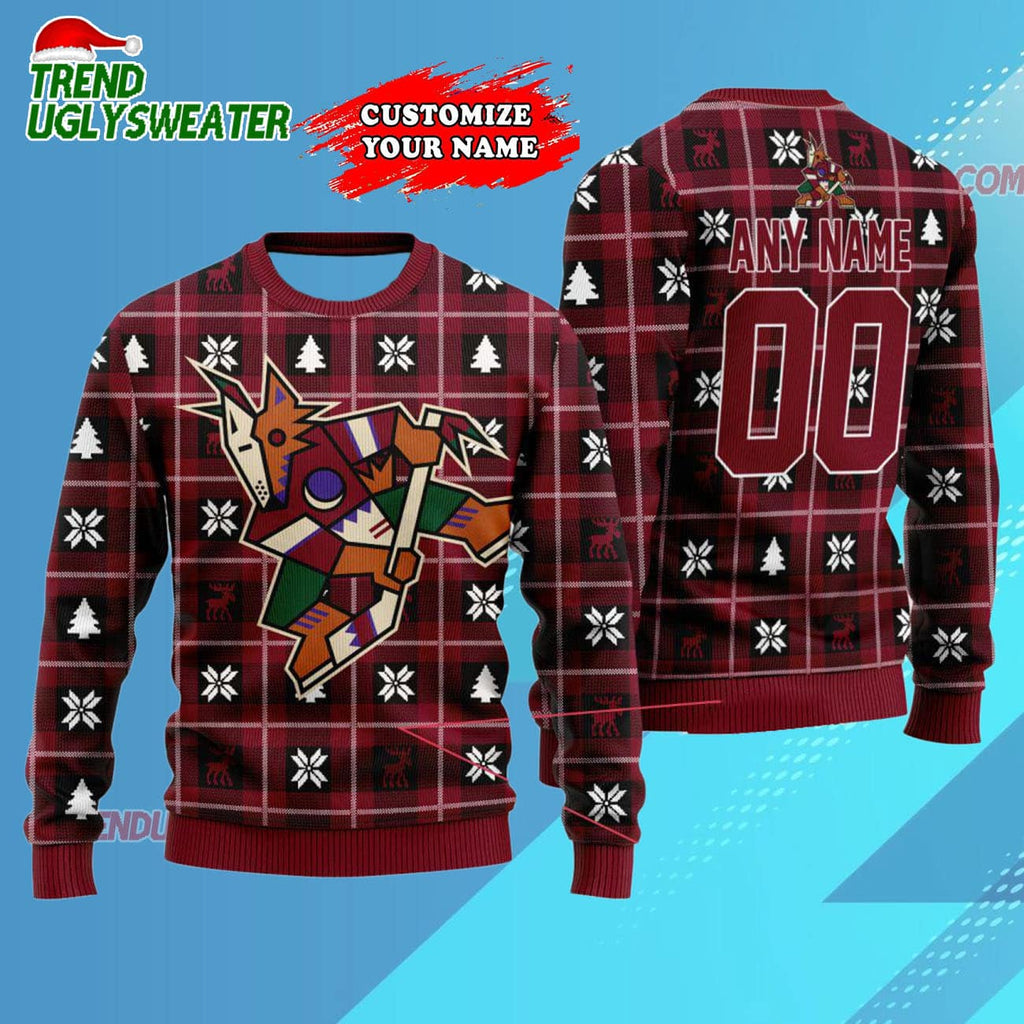 NHL Arizona Coyotes Personalized Snow Tree Ugly Christmas Sweater