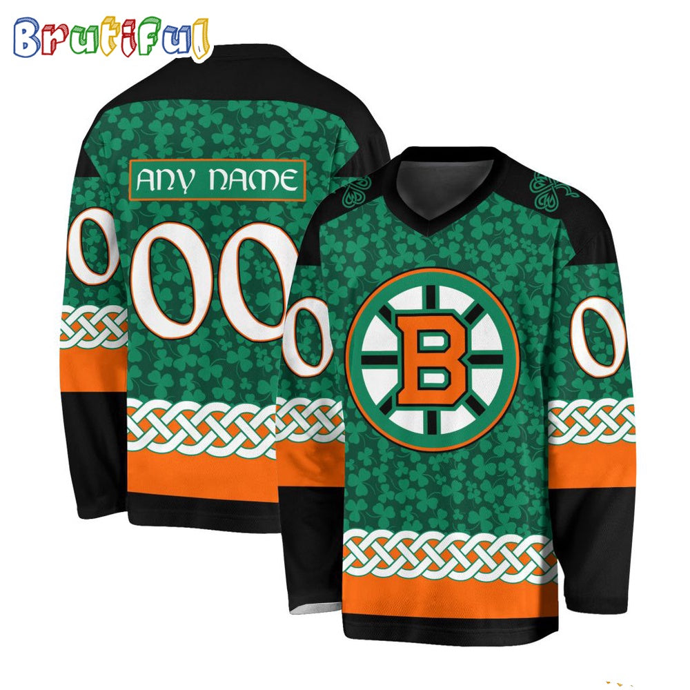 NHL Boston Bruins Jersey Special St.Patrick’s Day Design Hockey Jersey