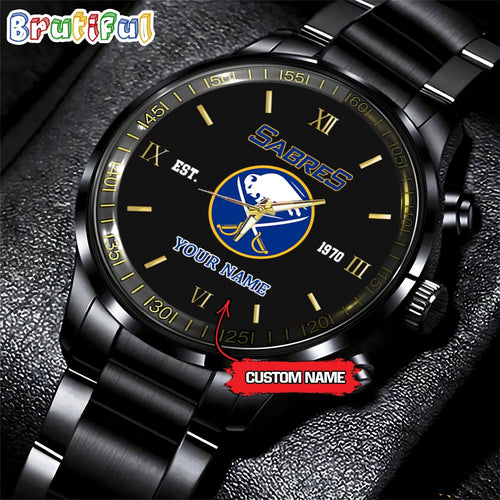 NHL Buffalo Sabres Black Fashion Watch Custom Hockey Game Time