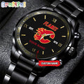 NHL Calgary Flames Black Fashion Watch Custom Hockey Game Time