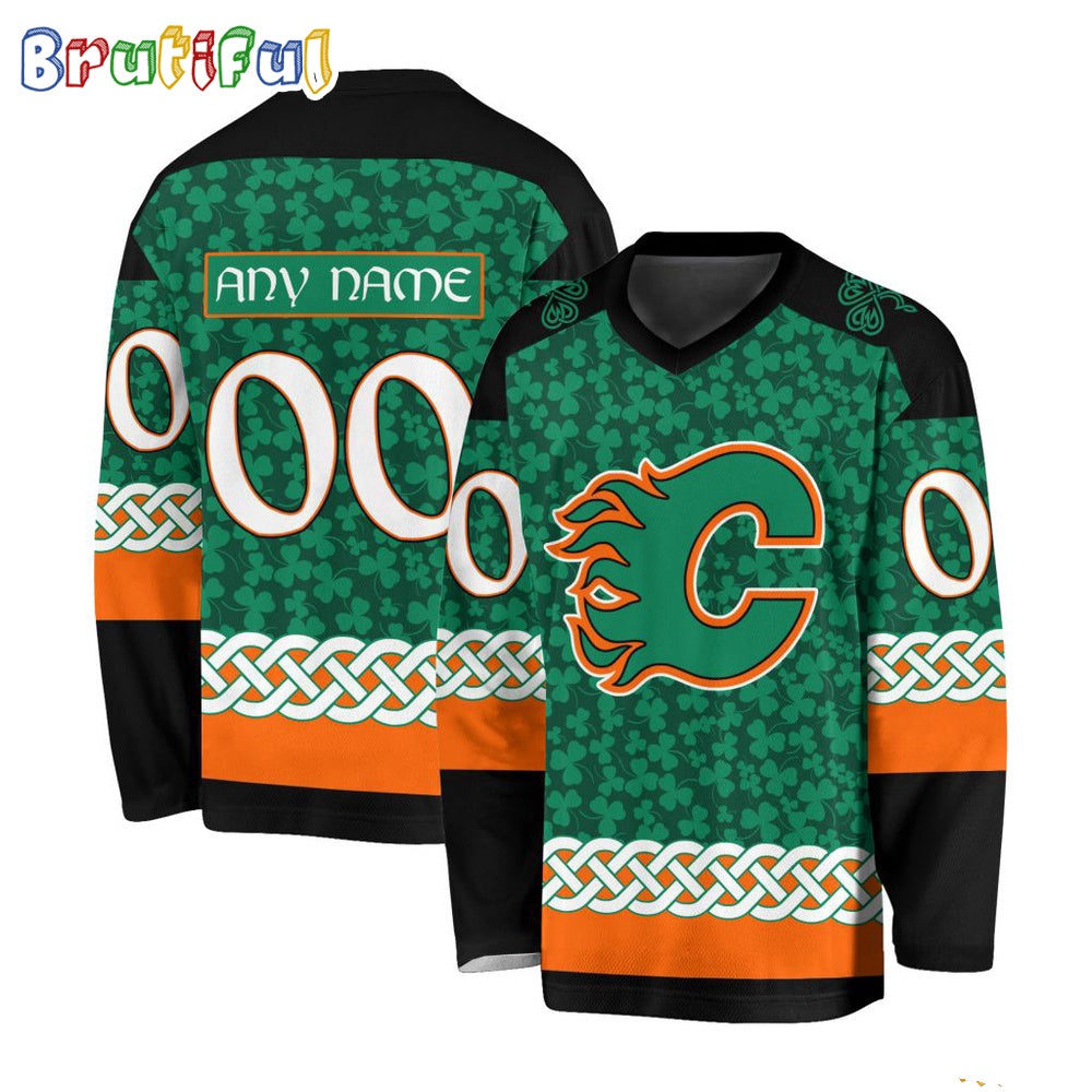 NHL Calgary Flames Jersey Special St.Patrick’s Day Design Hockey Jersey