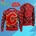 NHL Calgary Flames Personalized Snow Tree Ugly Christmas Sweater