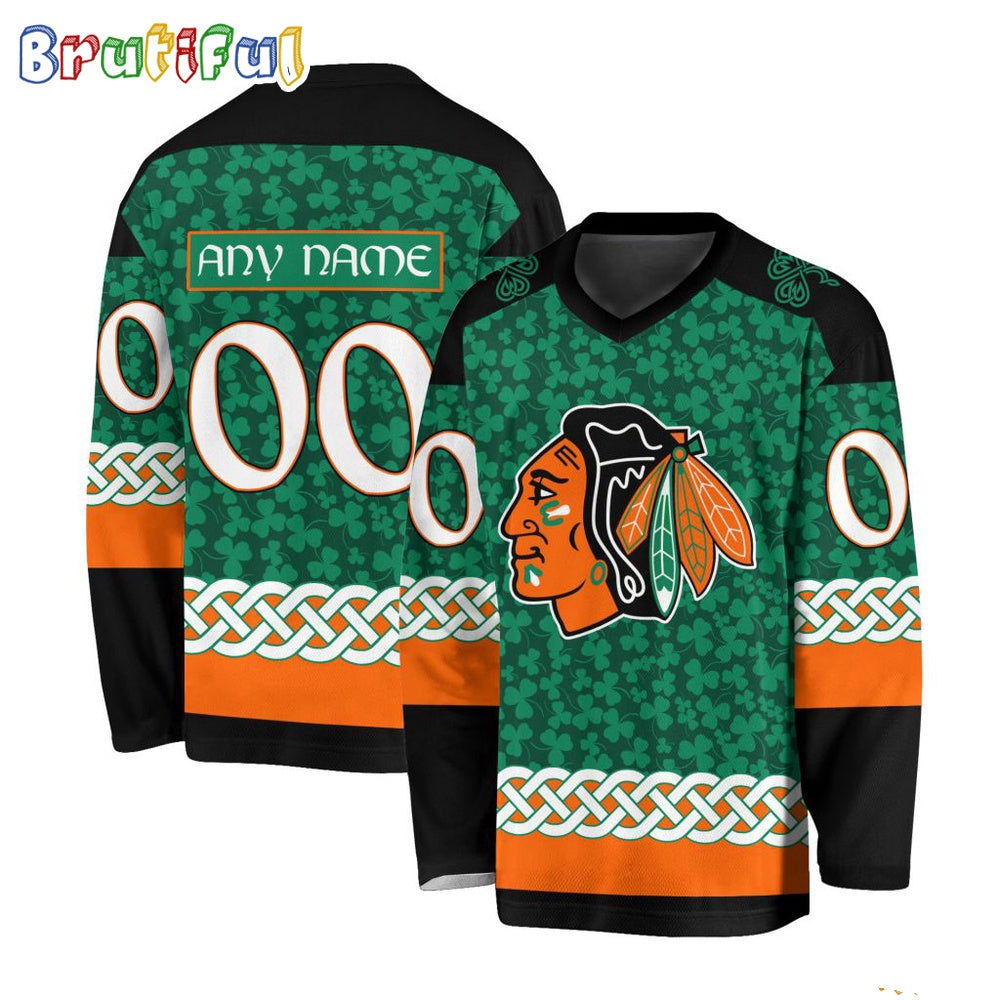 NHL Chicago Blackhawks Jersey Special St.Patrick’s Day Design Hockey Jersey