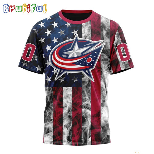 NHL Columbus Blue Jackets Happy Independence Day The 4th Of July 3D T Shirt
