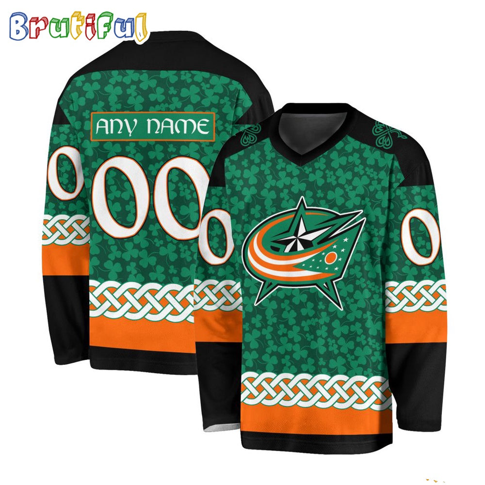 NHL Columbus Blue Jackets Jersey Special St.Patrick’s Day Design Hockey Jersey