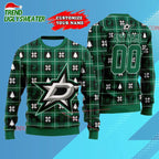NHL Dallas Stars Personalized Snow Tree Ugly Christmas Sweater