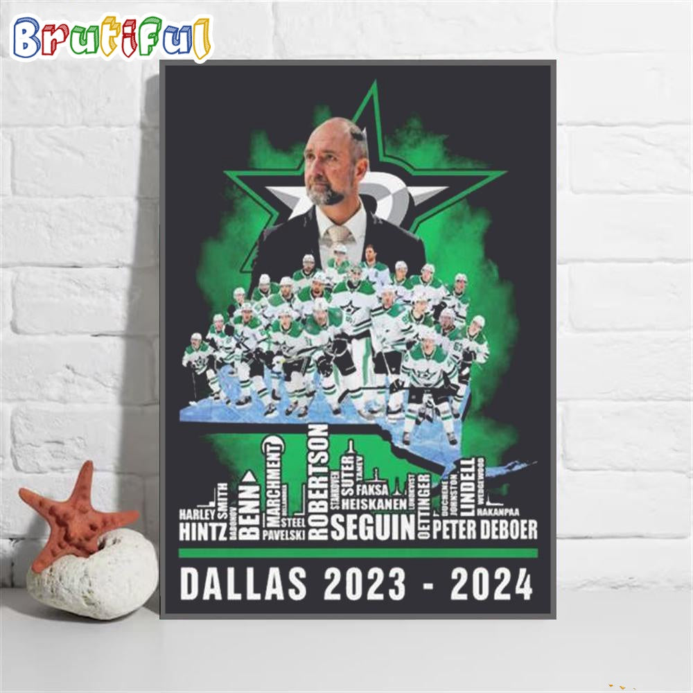 NHL Dallas Stars Players Names 2023-2024 Wall Art Poster Canvas