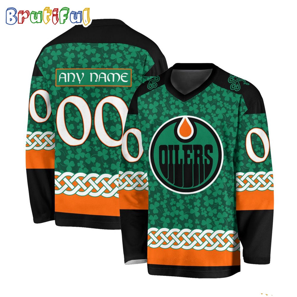NHL Edmonton Oilers Jersey Special St.Patrick’s Day Design Hockey Jersey