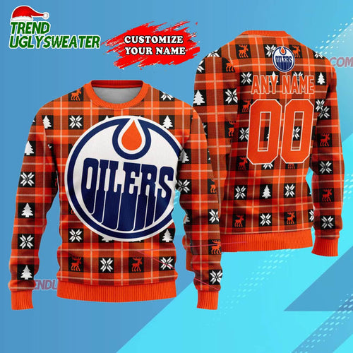 NHL Edmonton Oilers Personalized Snow Tree Ugly Christmas Sweater