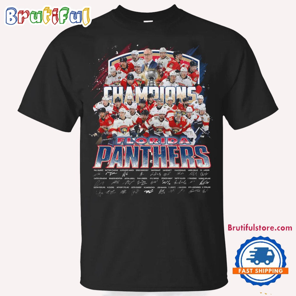 NHL Florida Panthers 2024 Hockey Team Player Champions Signature T Shirt