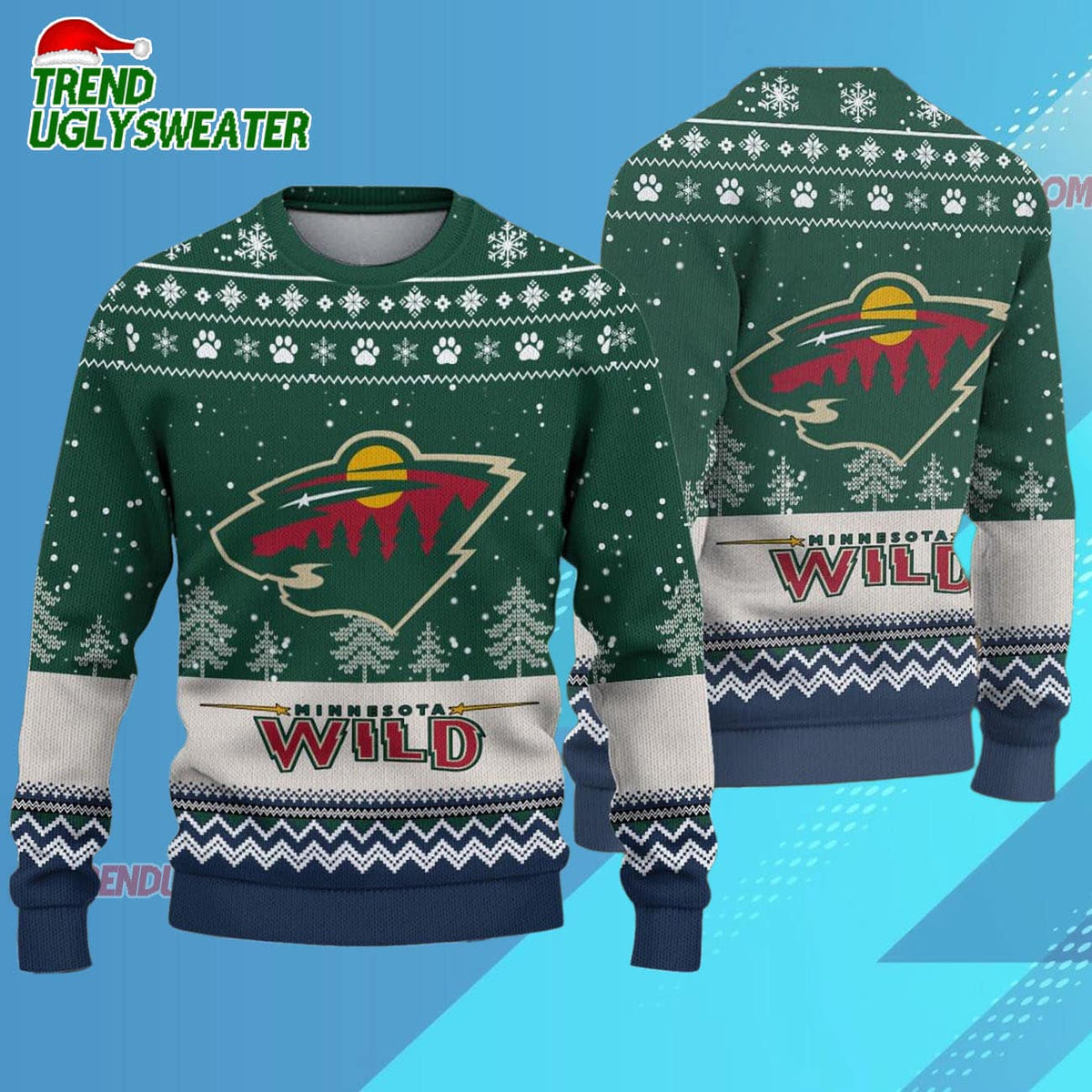 NHL Minnesota Wild Hockey Team Design New Ugly Christmas Sweater