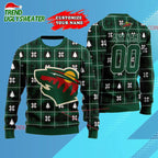 NHL Minnesota Wild Personalized Snow Tree Ugly Christmas Sweater