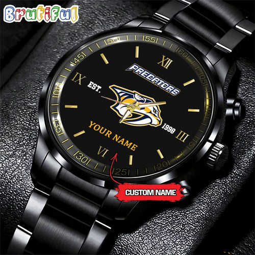 NHL Nashville Predators Black Fashion Watch Custom Hockey Game Time