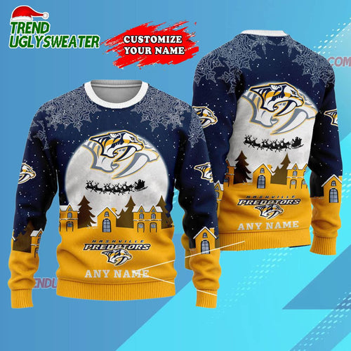 NHL Nashville Predators Hockey New Design Litmited Christmas Ugly Sweater