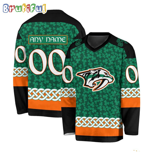 NHL Nashville Predators Jersey Special St.Patrick’s Day Design Hockey Jersey
