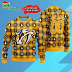 NHL Nashville Predators Personalized Snow Tree Ugly Christmas Sweater