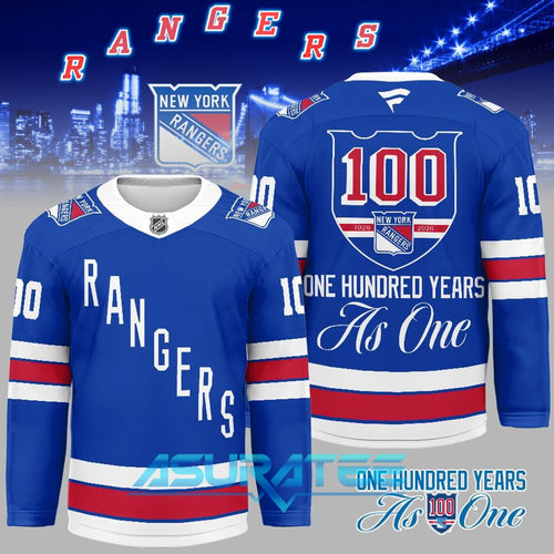 NHL New York Rangers 100th Anniversary Blue Hockey Jersey