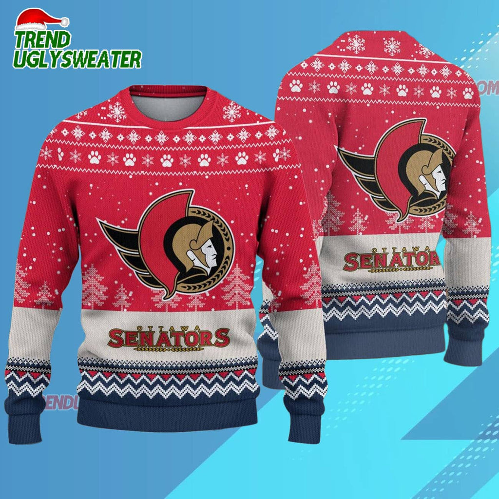 NHL Ottawa Senators Hockey Team Design New Ugly Christmas Sweater
