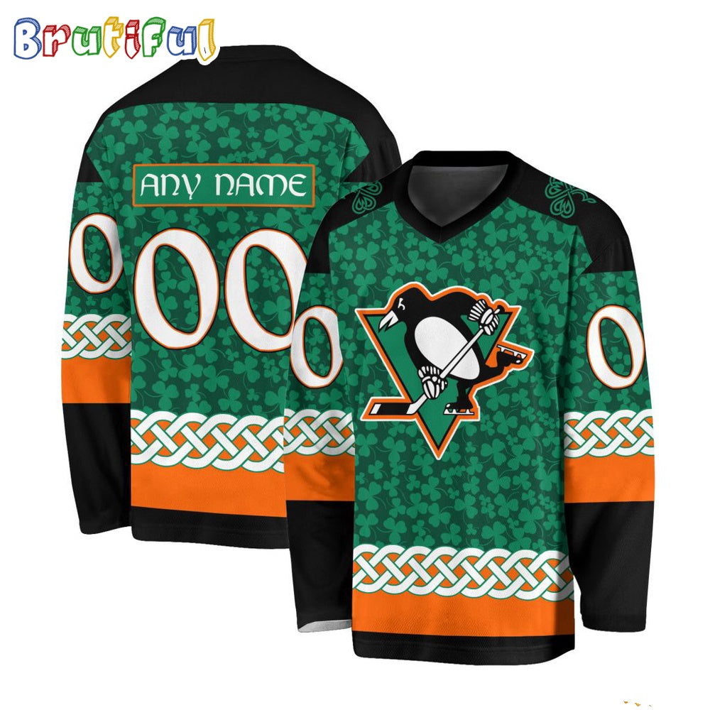 NHL Pittsburgh Penguins Jersey Special St.Patrick’s Day Design Hockey Jersey