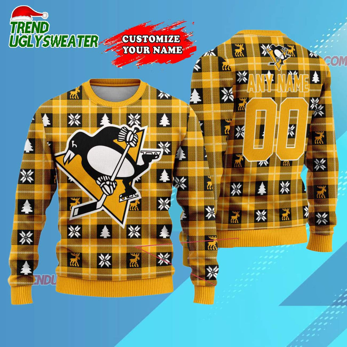 NHL Pittsburgh Penguins Personalized Snow Tree Ugly Christmas Sweater