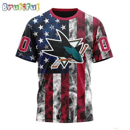 NHL San Jose Sharks Happy Independence Day The 4th Of July 3D T Shirt