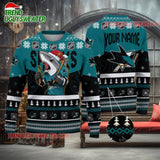 NHL San Jose Sharks Mascot Fiery Skates Ugly Christmas Sweater