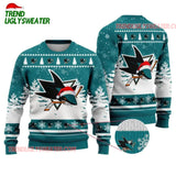 NHL San Jose Sharks Santa Hat On Logo Ugly Christmas Sweater