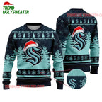 NHL Seattle Kraken Santa Hat Ugly Christmas Sweater
