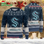 NHL Seattle Kraken Snowy Depths Ugly Christmas Sweater