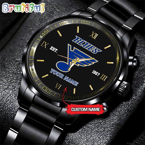 NHL St. Louis Blues Black Fashion Watch Custom Hockey Game Time