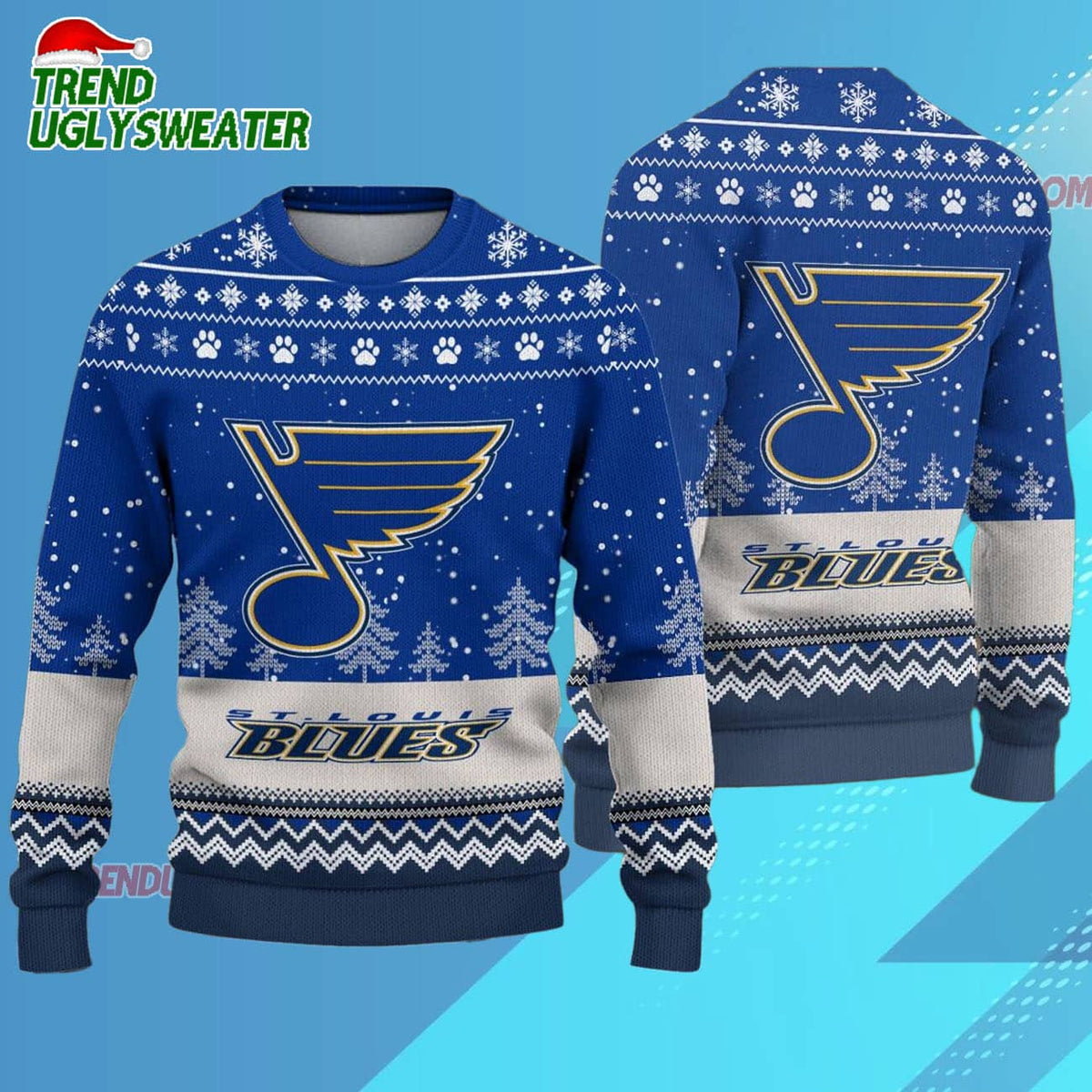 NHL St Louis Blues Hockey Team Design New Ugly Christmas Sweater