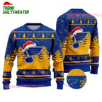 NHL St Louis Blues Santa Hat Ugly Christmas Sweater