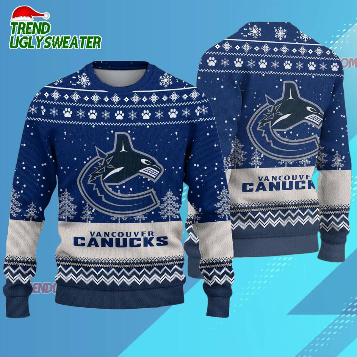 NHL Vancouver Canucks Hockey Team Design New Ugly Christmas Sweater