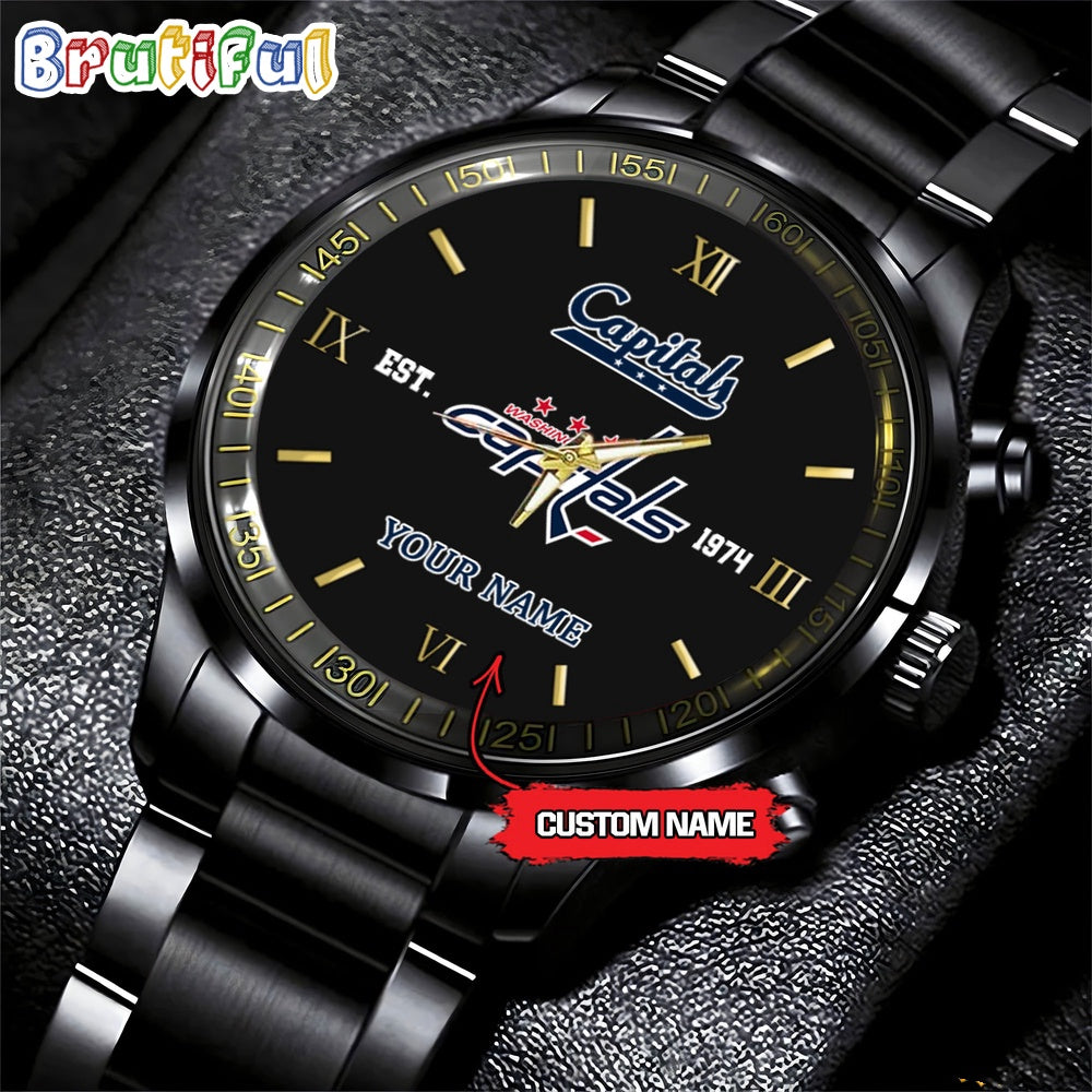 NHL Washington Capitals Black Fashion Watch Custom Hockey Game Time