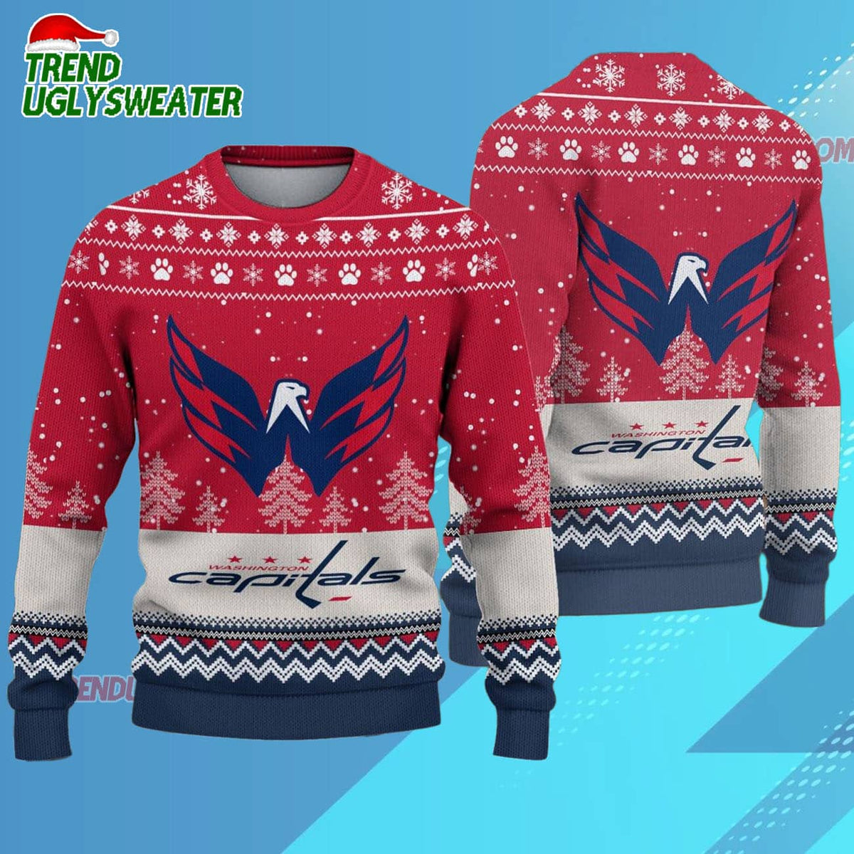 NHL Washington Capitals Hockey Team Design New Ugly Christmas Sweater