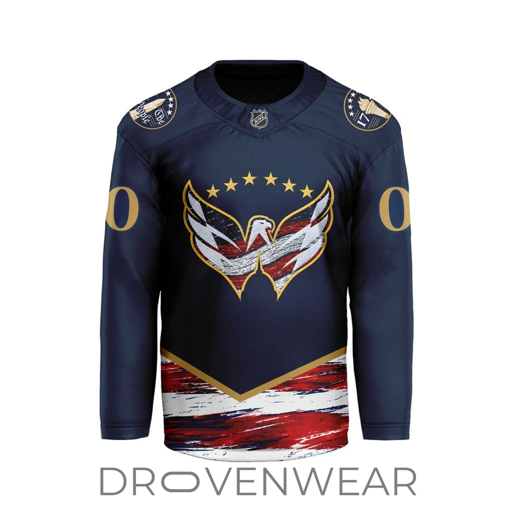 NHL Washington Capitals Personalized 250th Anniversary Of America V-shaped Hockey Jersey