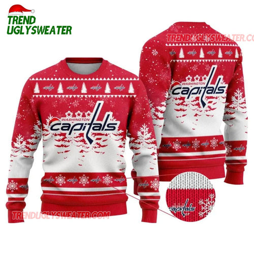 NHL Washington Capitals Snowflake Forest Ugly Christmas Sweater