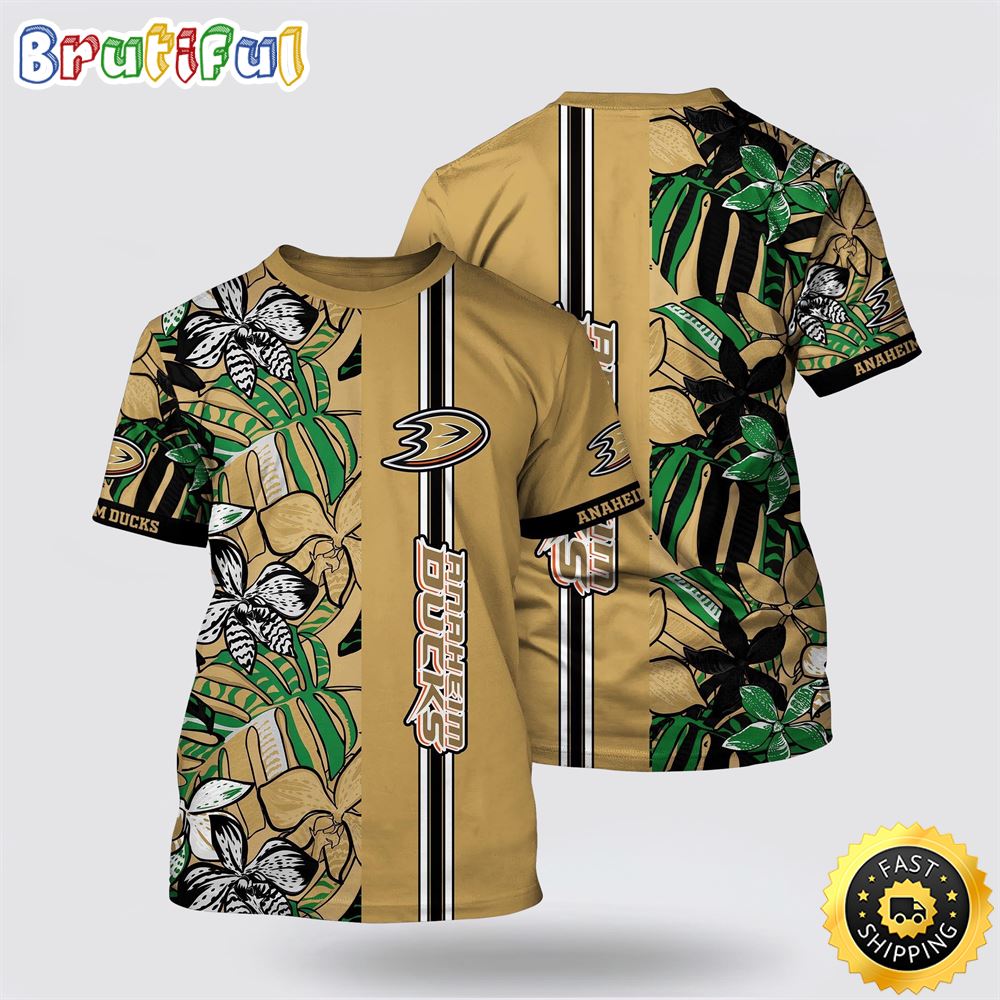 NHL Anaheim Ducks All Over Print T Shirt Tropical Tropical Forest Floral Pattern Summer T Shirt