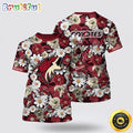 NHL Arizona Coyotes All Over Print T Shirt Tropical Begonia Flower Pattern Summer T Shirt