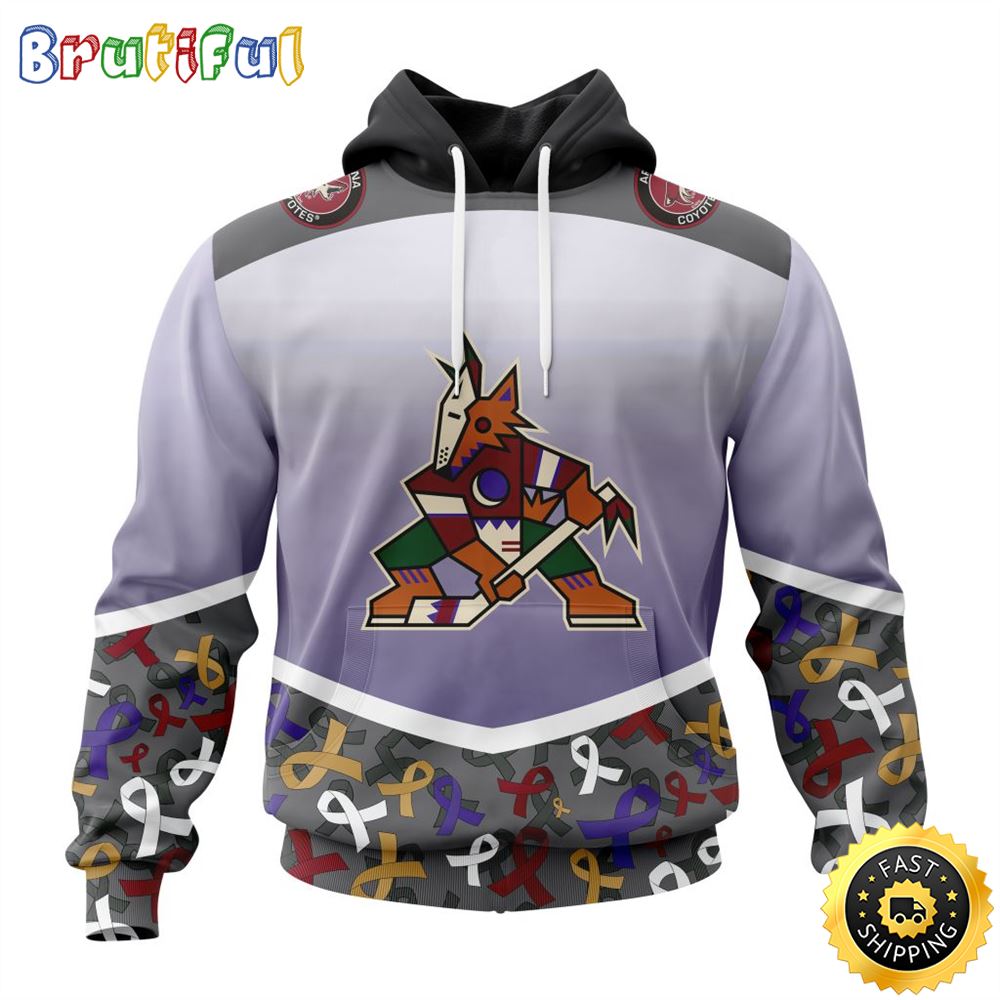 NHL Arizona Coyotes Specialized Sport Fights Again All Cancer All Over Print 3D Hoodie Unisex Hoodie