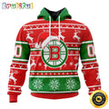 NHL Boston Bruins Specialized Unisex Christmas Is Coming Santa Claus All Over Print 3D Hoodie Gift For Christmas Day