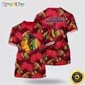 NHL Chicago Blackhawks All Over Print T Shirt Tropical Motifs Summer T Shirt