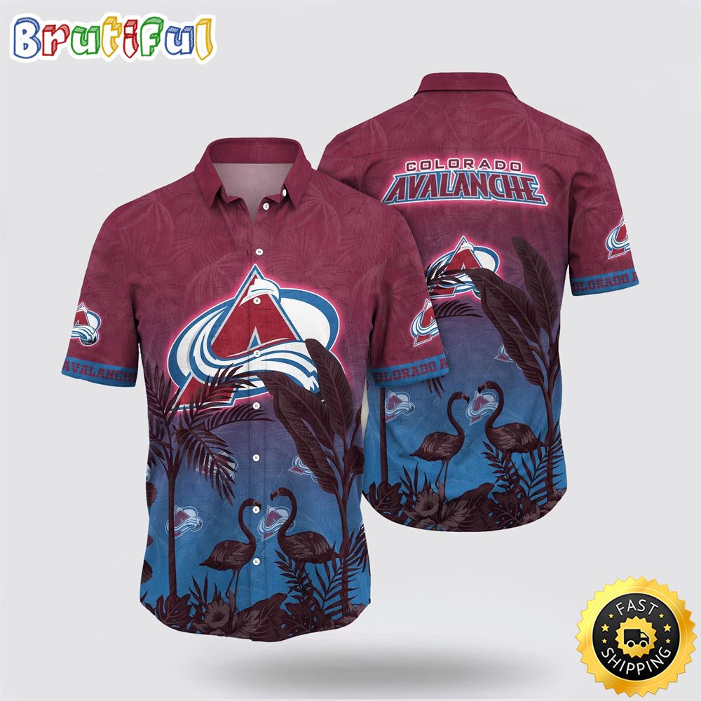 NHL Colorado Avalanche Hawaiian Shirt Tropical Flamingo Pattern Summer Hawaiian Shirt