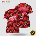 NHL Detroit Red Wings All Over Print T Shirt Tropical Motifs Summer T Shirt