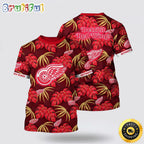 NHL Detroit Red Wings All Over Print T Shirt Tropical Motifs Summer T Shirt
