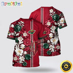NHL Minnesota Wild All Over Print T Shirt Tropical Hepatica Floral Pattern Summer T Shirt